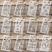 Maxdot Drawing Loose Leaf Stencils Scale Template Sets Journal Diary Notebook 8-Ring Paper Inserts for Painting Card Craft Projects and Scrapbooking DIY Albums  12 Pieces - B07BXWG731