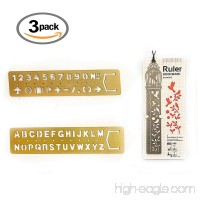 Portable Vintage Handy Straight Letter Number Template Brass Metal Copper Ruler Bookmark Hand Account Stencils Animal Pattern 4.7 inch/12 cm Cm Inch Dual Scales (3 pack) - B078W9WL59