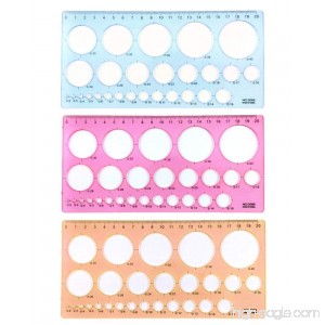yueton 3pcs Colorful Transparent Plastic Washable Circle Drawing Painting Stencils Scale Template Sets Graphics Rulers - B01LN7X280