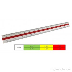 30cm/12 Plastic Multifunctional Triangular Metric Ruler With Color-Coded Grooves For Architect Scale Charting Engineering Design - B071RC6ZJP