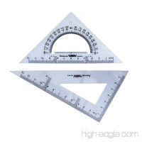 HAND 2015 Small Professional Drawing Graphic Triangles with 30/60 and 45/90 Degrees  and Protractor - 13 cm and 12 cm - Set of 2 - B0756XSPS9