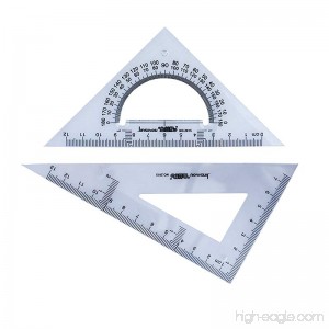 HAND 2015 Small Professional Drawing Graphic Triangles with 30/60 and 45/90 Degrees and Protractor - 13 cm and 12 cm - Set of 2 - B0756XSPS9