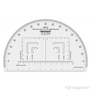 Linograph Clear Acrylic 11 Inches Map Reading Half Circle Design Protractor - B071HBXRXM