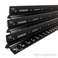 Triangular Architecture Scale  12" Solid Aluminum Laser-Etched Mechanical Drafting Ruler  Ideal for Architects  Engineers  Draftsmen  Black  Imperial  3 Packs - B07FF14YTX