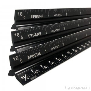 Triangular Architecture Scale 12 Solid Aluminum Laser-Etched Mechanical Drafting Ruler Ideal for Architects Engineers Draftsmen Black Imperial 3 Packs - B07FF14YTX
