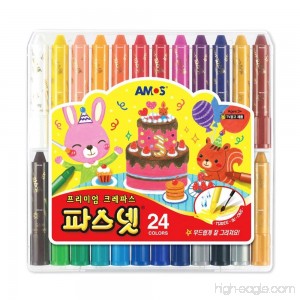 Amos Premium Non-toxic Silky Crayon Pasnet 24 Colors - B00N9UISHK