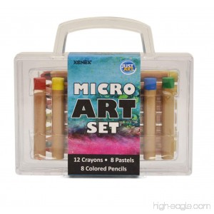 Xonex Micro Art Set Stores 12 Micro Crayones 8 Micro Colored Pencils 8 Micro Oil Pastels 5 X 5-1/2 X 1-1/2 Inches 1 Count (59034) - B00436SG2Q
