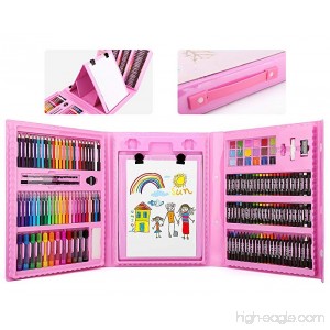 Zooawa 176 Pcs Art Set Sketching and Drawing Handle Art Box with Oil Pastels Crayons Colored Pencils Markers Paint Brush Watercolor Cakes Sketchpad for Kids and Toddlers - Colorful - B0792VY7FM