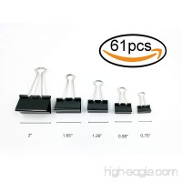 61 Pieces Binder Clips Paper Binder Clips for Keeping Documents Together  Assorted Sizes Black Color - B078V2VCDM