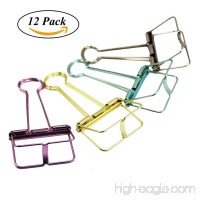 Assorted Color Binder Paper Clips  Coideal 12 Pack Steel Hollow Wire Binder Paper Clips Clamps for Files  Documents  Ticket  Office  School and Home Supplies (Large - 12 Pack) - B076HFPZF7