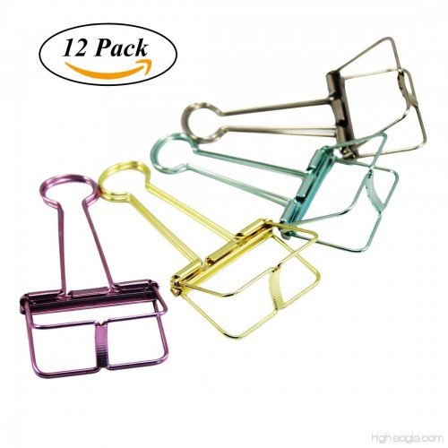 Assorted Colors School and Office Pack of 12 Jumbo Paper Clips for Home 