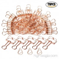 Color Scissor 15 Pieces Wire Binder Clips and 60 Pieces Drop Paper Clips with a Storage Box  Assorted Size Rose Gold - B07C9216WL