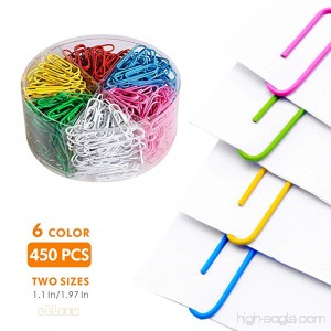 Jumbo Paper Clips 450 Pieces Colored Paper Clips 28/50mm for Office and Personal Document Organization (Assorted Color) - B07DVWBXDB