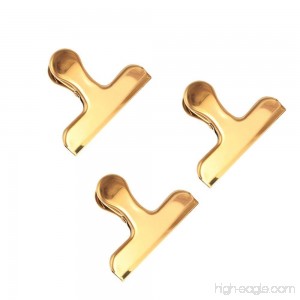 METAN Gold Heavy Duty Bulldog Clips 3 Inch Duckbill Clips Large Small Clothes Pins with Teeth for Office Bills or Household Supplies (3pcs Bulldog Clips) - B0749FVSPY