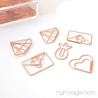 MultiBey Rose Gold Paper Clips Electroplating Smooth Steel Clips Pineapple Envelope Diamond Heart Shape Clips  25 PCS per Box (Envelope) - B0752KMS3H