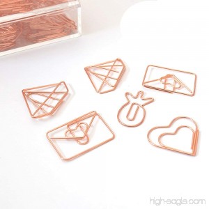 MultiBey Rose Gold Paper Clips Electroplating Smooth Steel Clips Pineapple Envelope Diamond Heart Shape Clips 25 PCS per Box (Envelope) - B0752KMS3H