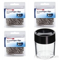 Officemate OIC Small #3 Size Paper Clips  Silver  200 in Pack  Pack of 3 Boxes (600 Clips Total) (97219) and Officemate Magnetic Clip Dispenser  Large/Round  200 Clip Capacity (93692) - B079VVHGMJ