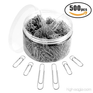 Paper Clips 500Pcs Silver Paperclips Medium and Jumbo Sizes 28/50mm Office Clips for School Work Home Use Personal Document Organizer - B07DGS7WJT