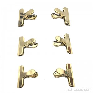 Rugjut 6pcs Metal Gold Heavy Duty Bulldog Clips Duckbill Clips Binder Clips Paper Clips Food clips For Home Office Use 3''x2.4'' - B0794SSTZP