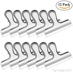 Stainless Steel Chip Bag Clips AUTIDEFY 12 Pack 3-inches Wide Strong Moisture-proof Seal Clips Heavy Duty Air Tight Seal Grip Perfect for Coffee Snack & Bread Food Bags Kitchen Home Office Usag - B078T5VNQB
