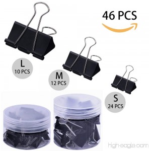 Supla 46 Pcs 3 Sizes Assorted Binder Clips Paper Clamps Clips Paper Clasp Small Medium Large - B0787VTJ5R