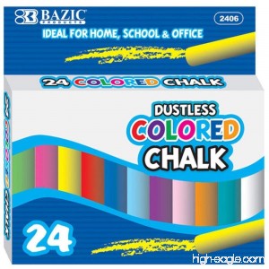 BAZIC Dustless Chalk Assorted 24 Per Box - B002KILNJ2