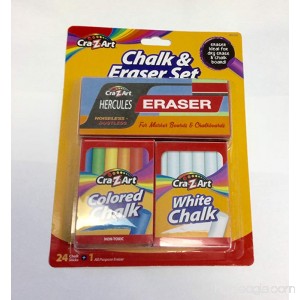 Cra-Z-Art Chalk & Eraser Set #24 Chalk Sticks (12 Colored + 12 White Chalk) - B07D6TPFFD