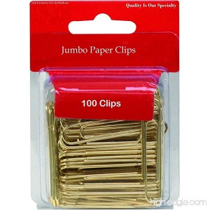 1InTheOffice Jumbo Paper Clips Gold Smooth 100/Pack - B01N30KZFH