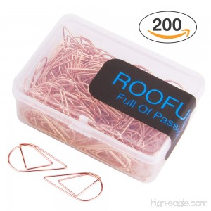 200 Pcs Rose Gold Cute Paper Clips Smooth Steel Wire Drop-Shaped Paperclips for Office Supplier School Student by ROOFULL (1 inch/25mm) - B073P6TJZX