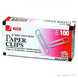 ACCO Economy Jumbo Paper Clips Non-skid Finish Jumbo Size 1-7/8 1000 units (100 / box 10 / pack) (72585) - B0017TJ9BY