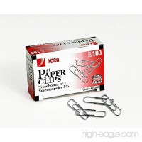 ACCO Paper Clips  Economy  Smooth  1 Size  100/Box  10 Boxes (A7072380) - 9801337141
