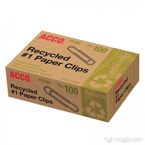 Acco Recycled #1 Paper Clips 100 Count (A7072365A) - B001H9ZD5U