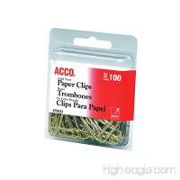 ACCO Smooth Gold Tone #2 Size Paper Clips  100 Clips/Box (A7072533) - B003XOWHMY
