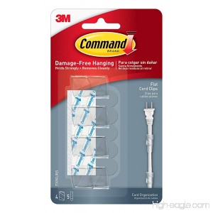 Command Cord Clips Flat Clear 4-Clip 4-Pack (16 Clips Total) - B007RKFD7Q