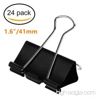Coofficer 1.6 Large Binder Clips 24 Pack - Paper Binder Clips for Notes Letter Paper Big Paper Clamps for Office Supplies 1.6/41mm Width (Black) - B07BPJRCSF
