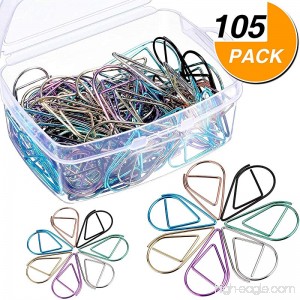 Frienda 105 Pieces Multicolor Water Drop-Shaped Paperclips Metal Paper Clips for School Office Supplies 2 Size 7 Colors - B078YRGHF1