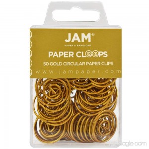 JAM Paper Papercloops - Round Circular Paperclips - Gold - 50/pack - B01MZC28EN
