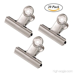 Large Metal Hinge Clips Coideal 20 Pack 2 inch Silver Bulldog Paper Clip Clamp/Money File Binder Clips for Pictures Photos Home Office Supplies (51mm) - B078HTPN9N