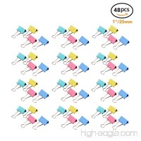 MROCO 48 PCS Binder Clips Assorted Colors  Small 1 inch Width  1/2 inch Paper Holding Capacity  Paper Clamps Binder Clamps for Office  Home  Schools  Kitchen Home Usage (Colored) - B06WV9V5C8