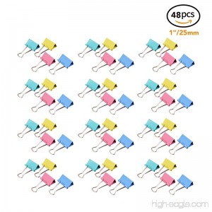 MROCO 48 PCS Binder Clips Assorted Colors Small 1 inch Width 1/2 inch Paper Holding Capacity Paper Clamps Binder Clamps for Office Home Schools Kitchen Home Usage (Colored) - B06WV9V5C8