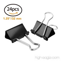 MROCO Binder Clips  Medium 1-1/4 inch Width  3/5 inch Paper Holding Capacity  Paper Clamps Binder Clamps for Office  Home  Schools  Kitchen Home Usage  24 Pcs (Black) - B074XRBMWF
