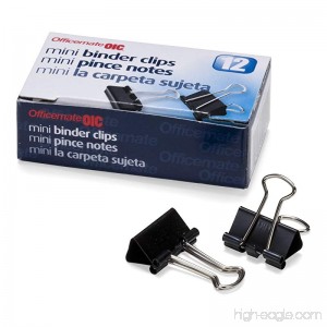 Officemate OIC Mini Binder Clips Black 144 Pack (12 Boxes of 1 Dozen Each) (99010) - B009X9ZADQ