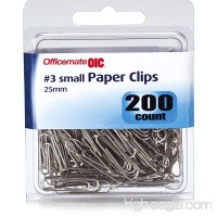 Officemate OIC Small #3 Size Paper Clips  Silver  200 in Pack (97219) - B00K5WQSQ8