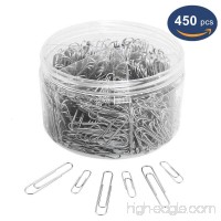Paper Clips  OUHL 450 Pieces Silver Paperclips Assorted  Medium 28mm and Jumbo Sizes 50mm  Office Clips for Work School Home Use - B07C6MPVK9