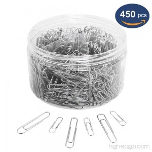 Paper Clips OUHL 450 Pieces Silver Paperclips Assorted Medium 28mm and Jumbo Sizes 50mm Office Clips for Work School Home Use - B07C6MPVK9