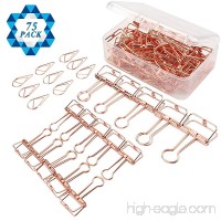 SOTOGO 15 Pcs Binder Clips and 60 Pcs Paper Clips  Assorted Size Rose Gold Clips With Storage Case - B071H332DJ