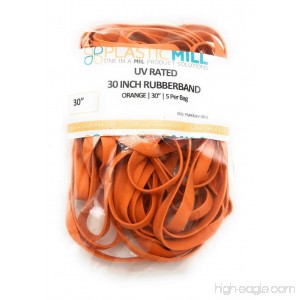 PlasticMill 30 Orange UV Rated Trash Bag Rubber Band for 75-100 Gallon Garbage cans 5/Pack - B07BPRFD3S