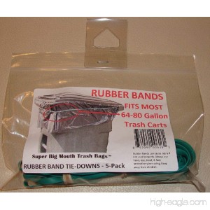 Super Big Mouth Trash Bags Rubber Bands 5-Pack Fits 64 - 80 Gallon Cans / Carts - B011BSCSDG