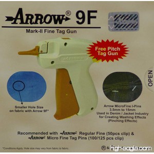 Arrow 9F FINE Mark II Tag Gun +1000 ( Size 15mm ) ( 3/4 ) White Barbs ( Fasteners ) Price Label Clothing Tagging Attacher with Needle Combo - B00FF0AZVO