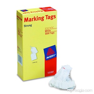 Avery White Marking Tags Strung 1.093 x 0.75 Inches Pack of 1000 (12207) - B001E6CYOO